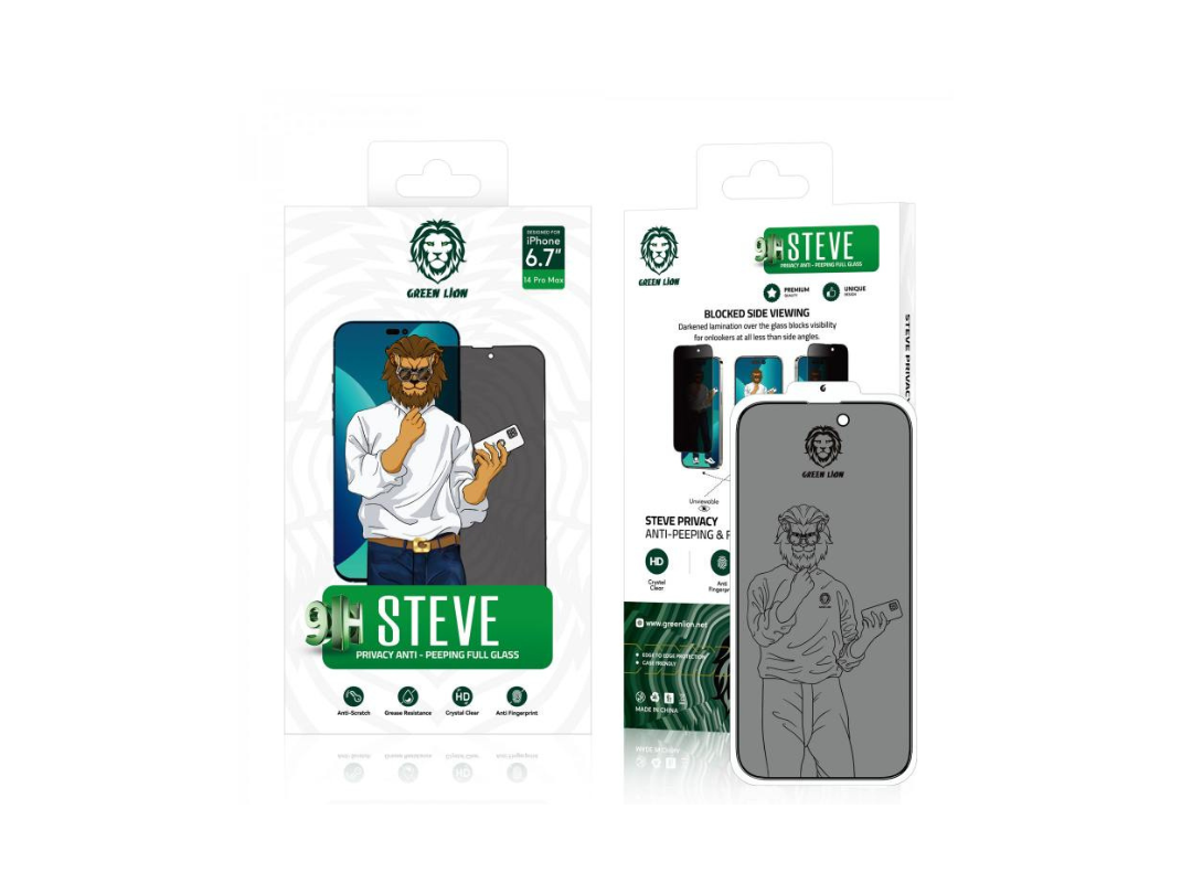 Green Lion iPhone 14 Pro Max 9H Steve Privacy Full Glass Screen Protector Green Lion iPhone 14 Pro Max 9H Steve Privacy Full Glass Screen Protector